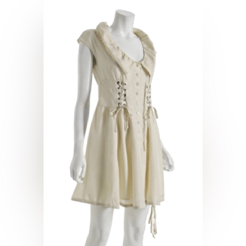 NWT Nanette Lenore Silk Corset style Bubble Hem Dress 12 Ivory Textured